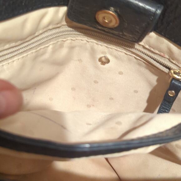 Kate Spade Black Shimmer Pebbled Leather Chain/Leather Strap Shoulder Bag - Picture 7 of 10